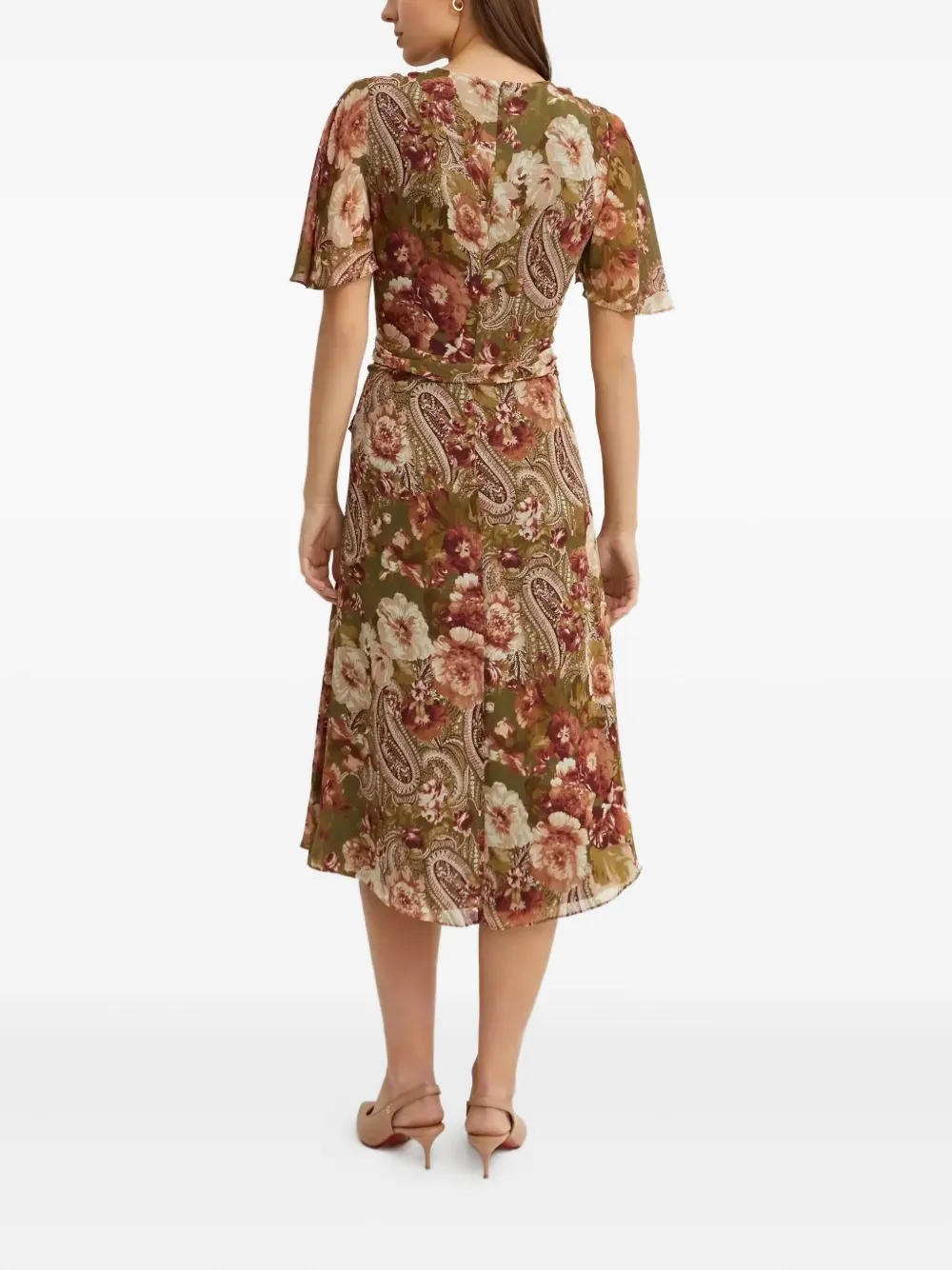 Ralph Lauren Floral-print Wrap Midi Dress In Multi