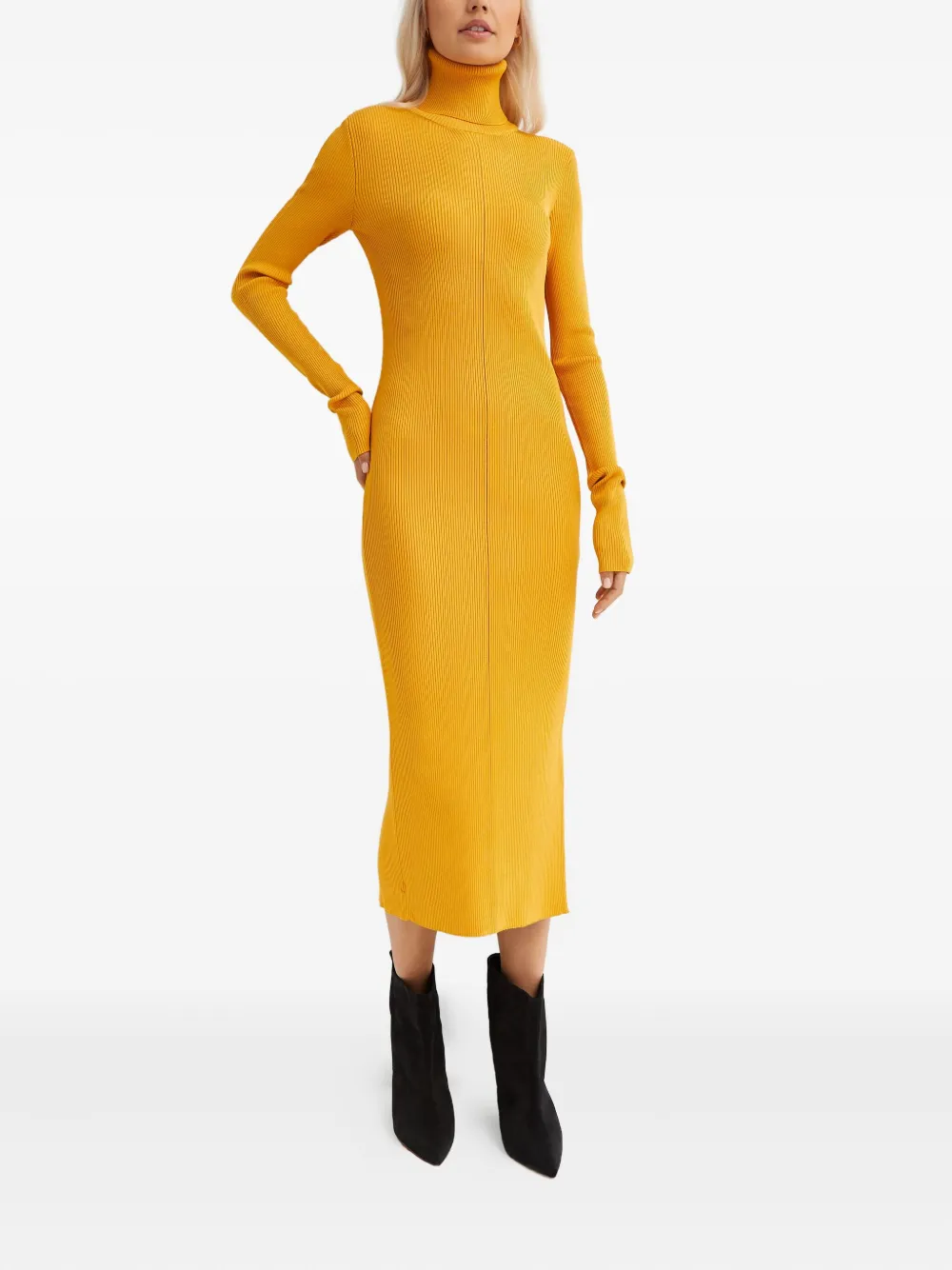 Marni Ribbed-knit Midi Dress In Yellow