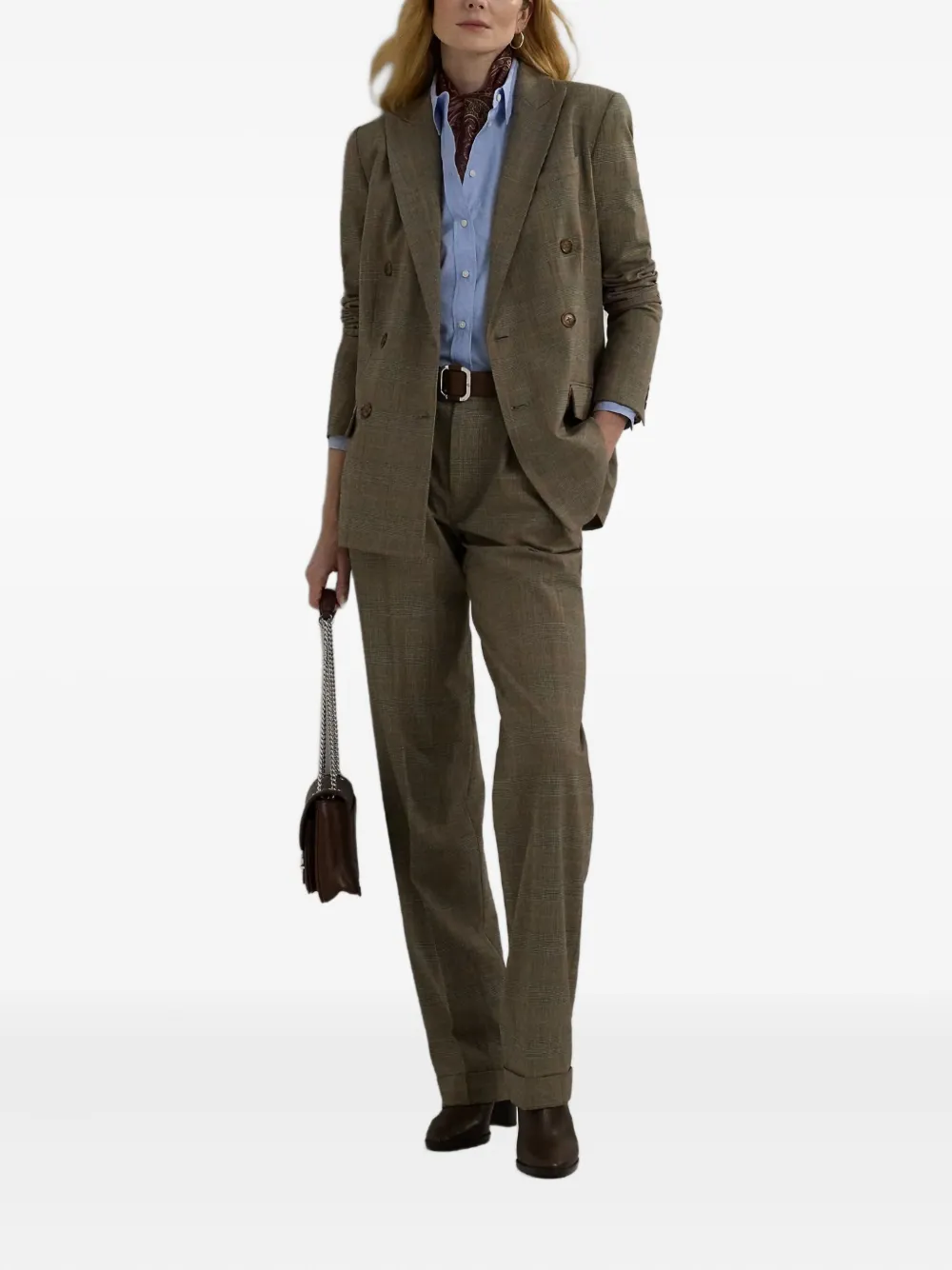 Lauren Ralph Lauren Geruit jack met dubbele rij knopen Groen