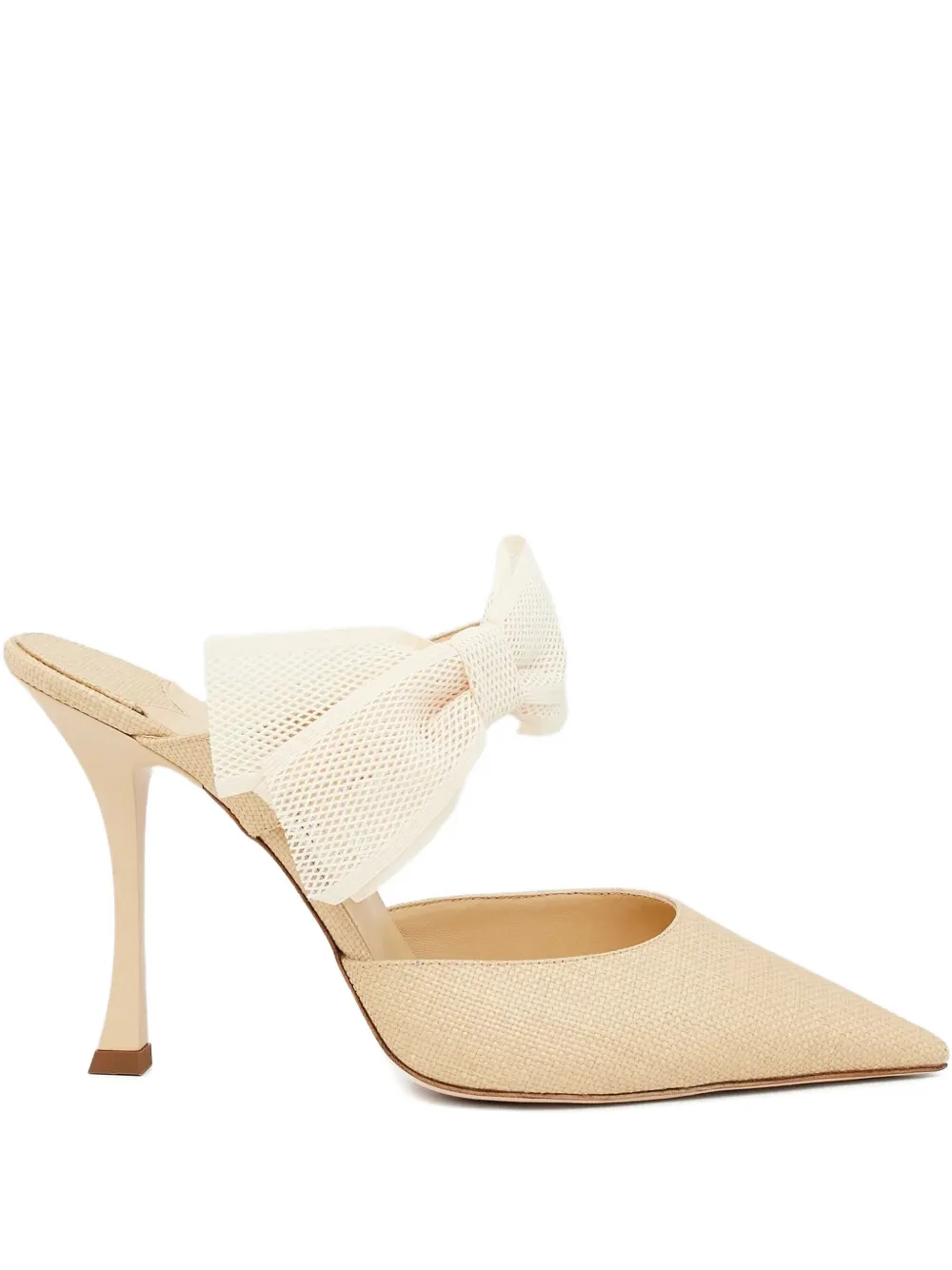 Jimmy Choo Spitze Brook Mules mit Schleife 100mm | Nude | Image 1
