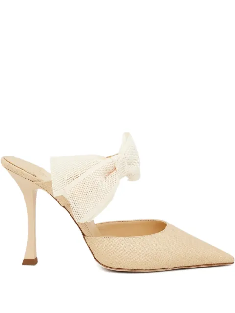 Jimmy Choo 100mm Brook bow pointed mules