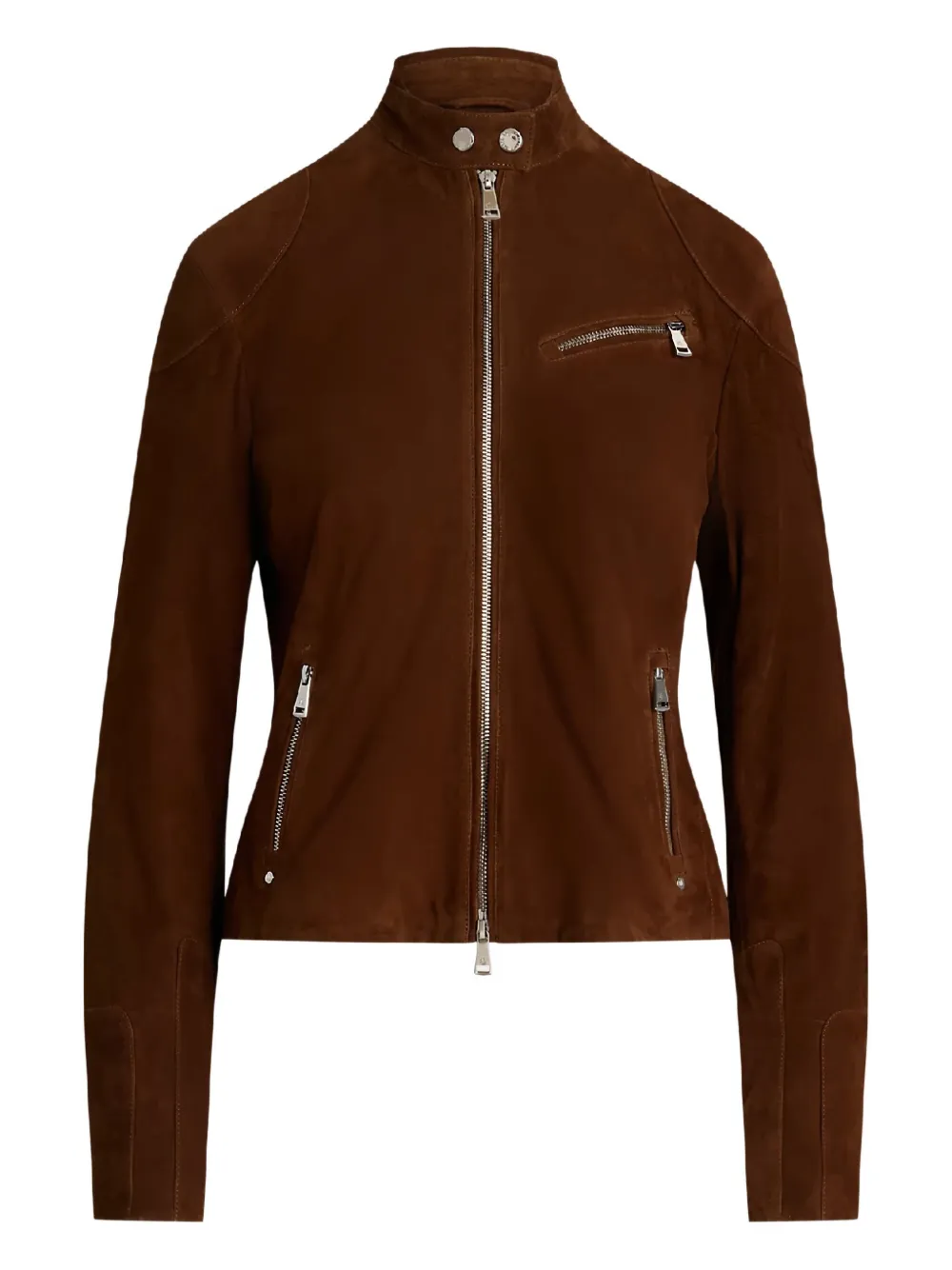 Ralph Lauren Zip-up Suede Biker Jacket In Brown