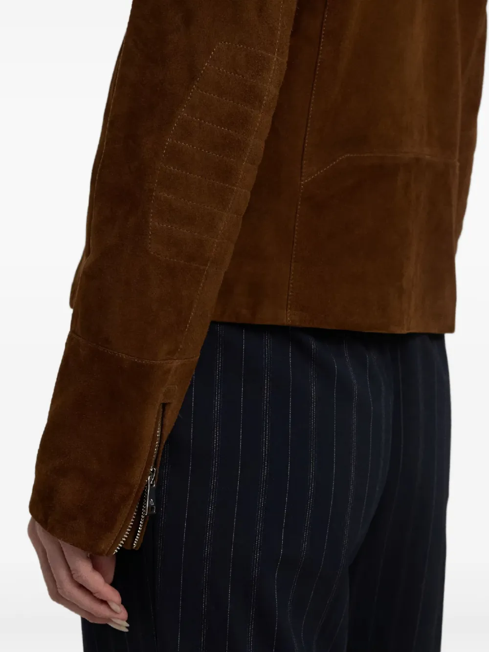 Ralph Lauren Zip-up Suede Biker Jacket In Brown