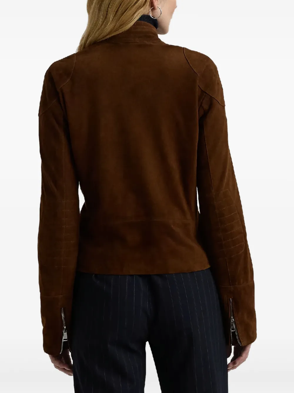 Ralph Lauren Zip-up Suede Biker Jacket In Brown