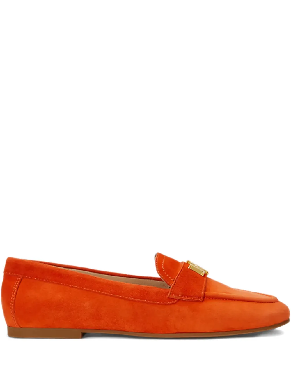 Ralph Lauren Averi Iii Logo-plaque Suede Loafers In Orange