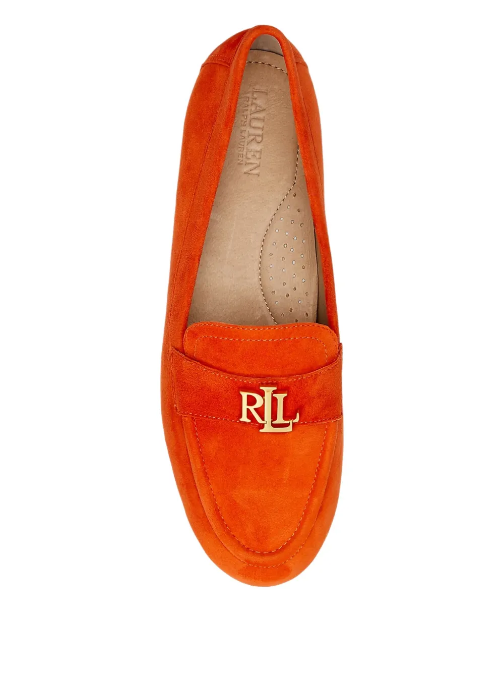 Ralph Lauren Averi Iii Logo-plaque Suede Loafers In Orange