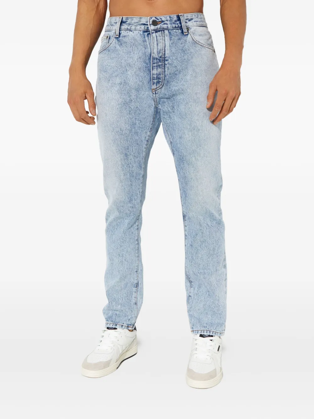 Palm Angels Jeans met vijf zakken en logoprint - Blauw