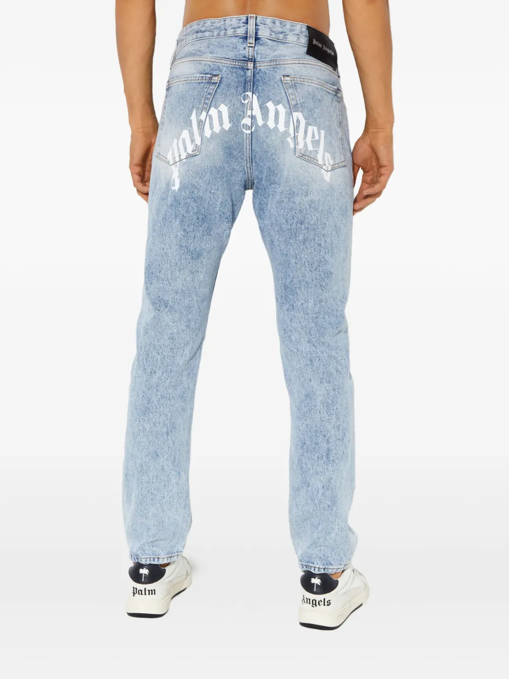 Palm Angels Jeans met vijf zakken en logoprint Blauw