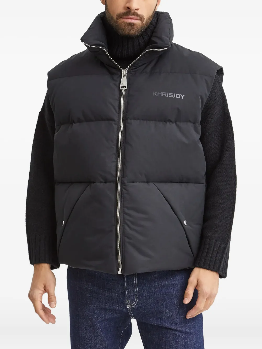 Khrisjoy Gilet met logoprint Zwart