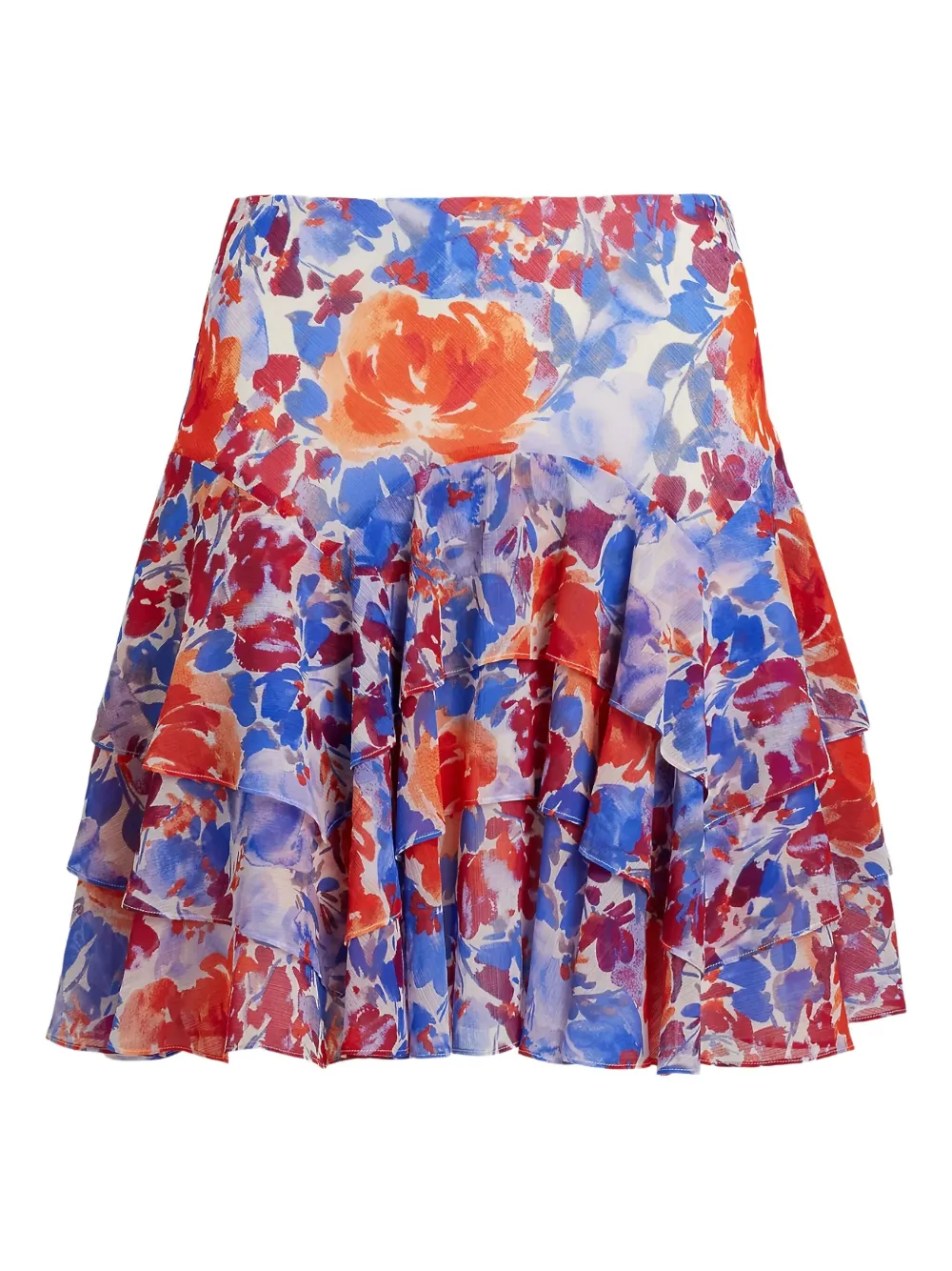 Ralph Lauren Ruffled Floral Mini Skirt In Blue