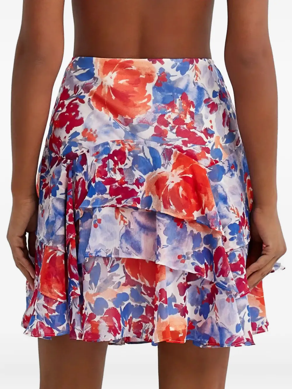 Ralph Lauren Ruffled Floral Mini Skirt In Blue