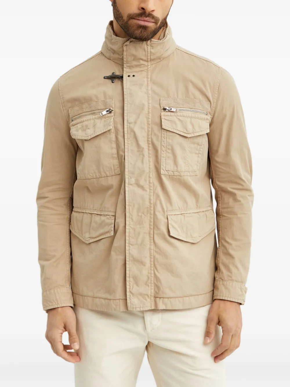 Fay Hook-closure Jacket In Brown