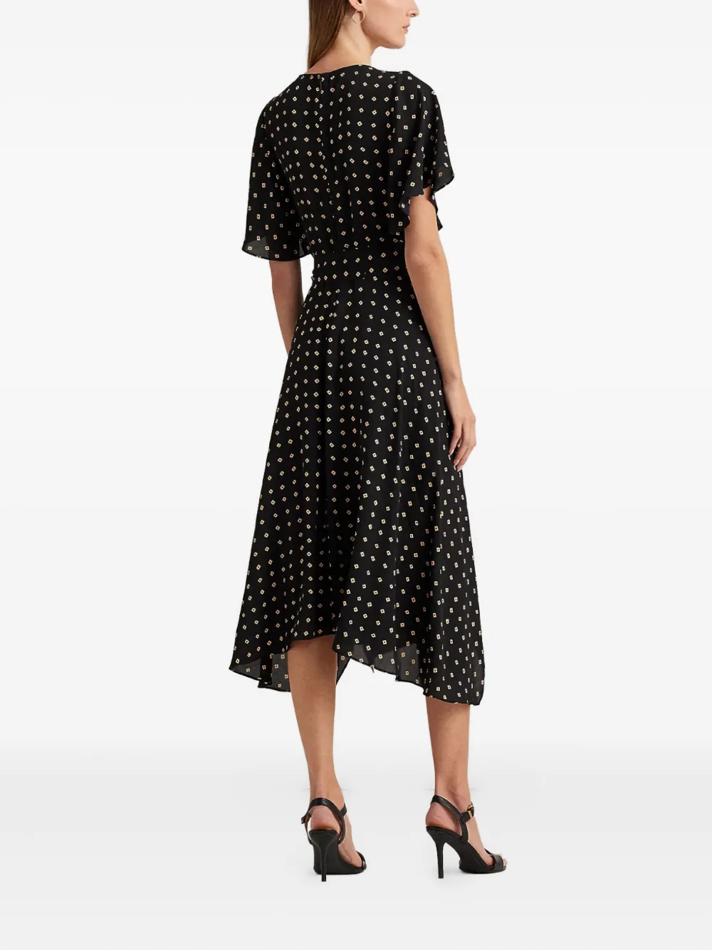 Ralph Lauren Geometric-print Midi Dress In Black