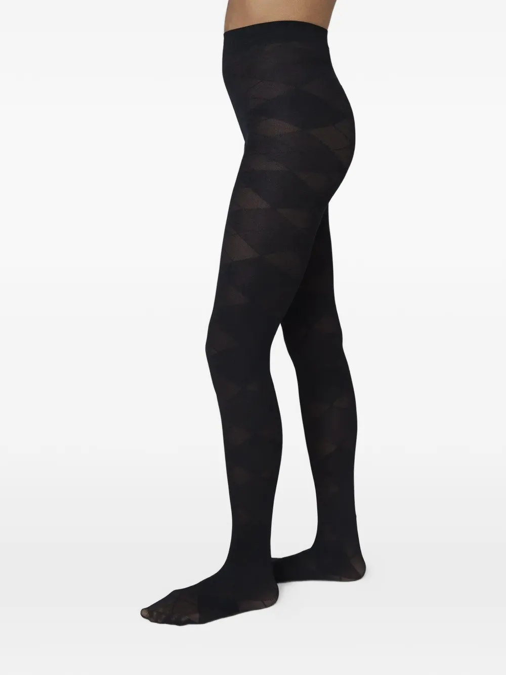 Swedish Stockings Rebecka panty met geometrisch patroon Zwart