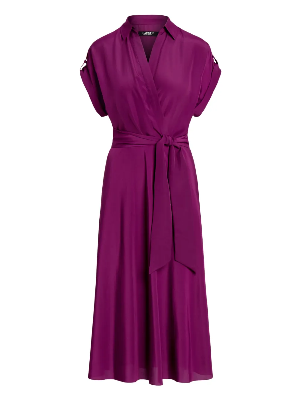 Ralph Lauren Belted Midi Dress In Purple