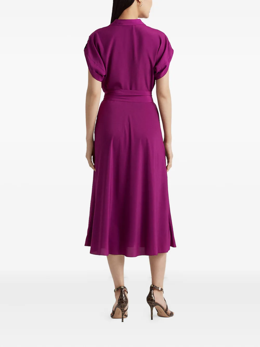 Ralph Lauren Belted Midi Dress In Purple