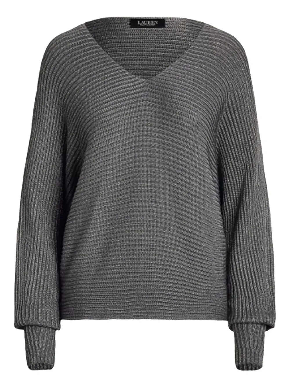 Ralph Lauren V-neck Long-sleeve Sweater In Gray