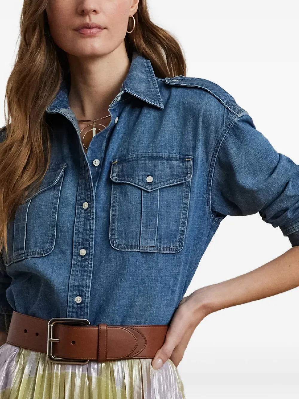 Ralph Lauren Flap-pocket Shirt In Blue