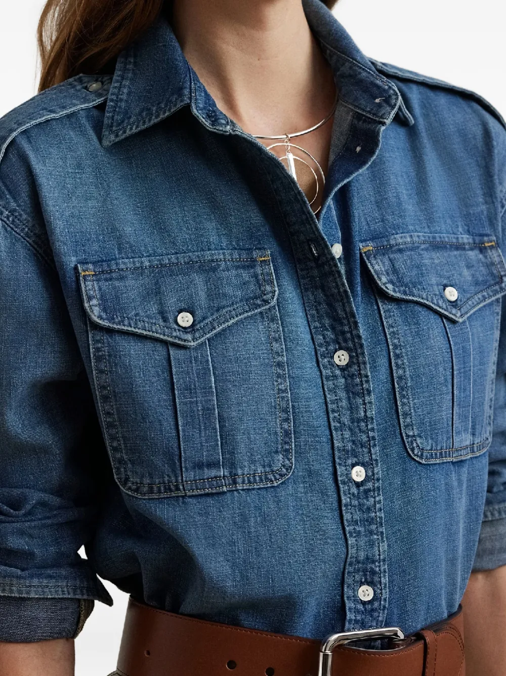 Ralph Lauren Flap-pocket Shirt In Blue