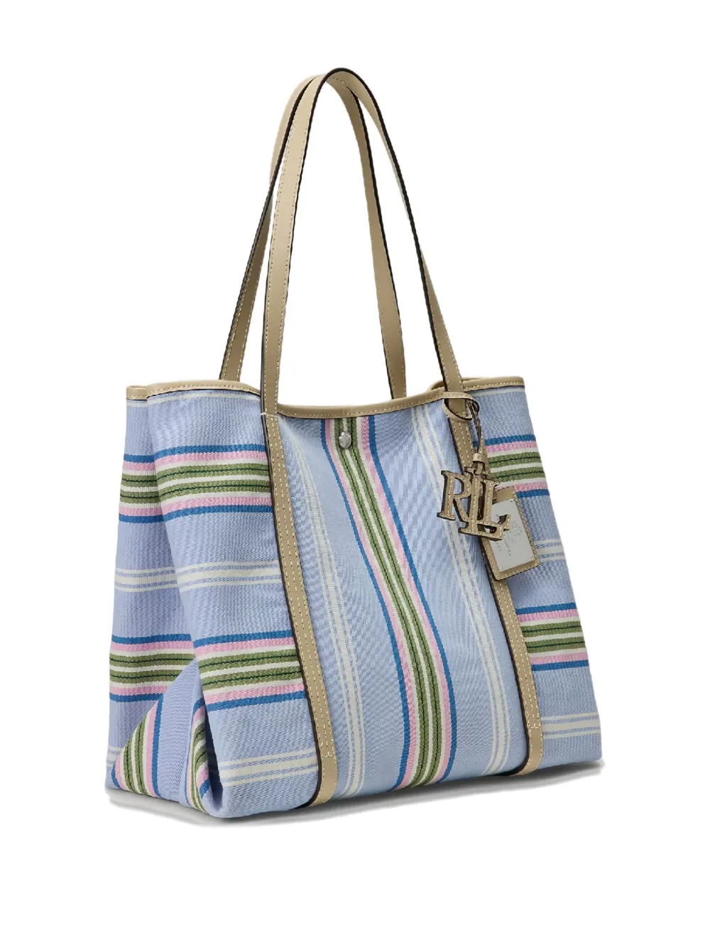 Lauren Ralph Lauren Gestreepte shopper met logobedel Blauw