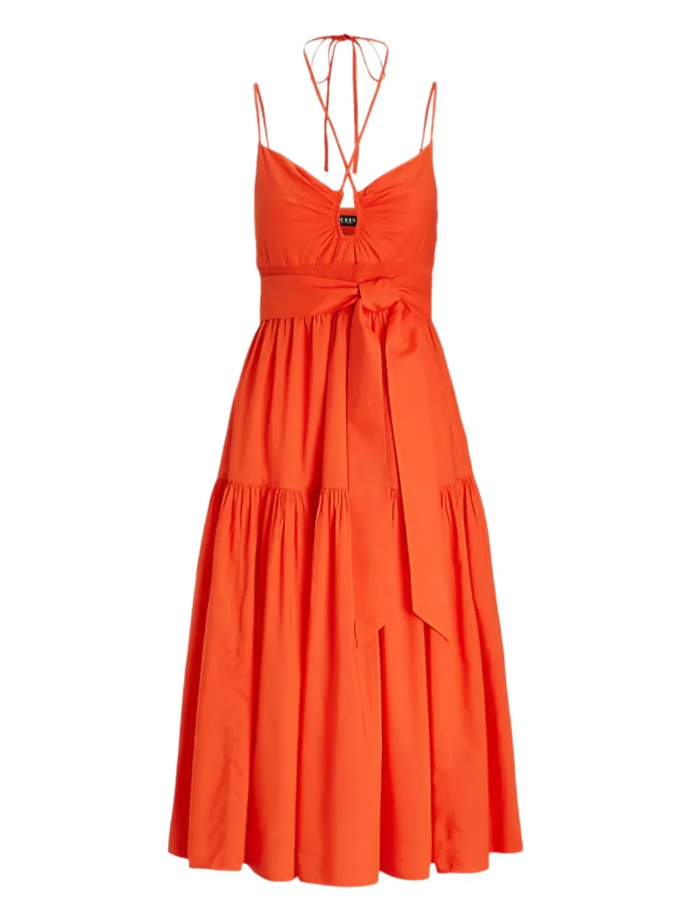 Ralph Lauren Belted Midi Dress In Orange