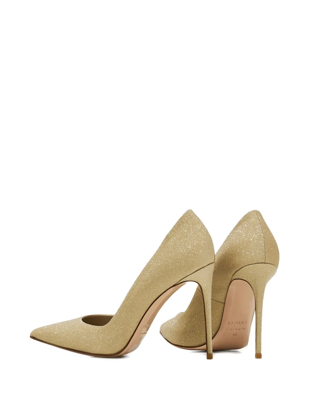 Le Silla 120 mm pumps met glitters en puntige neus Goud