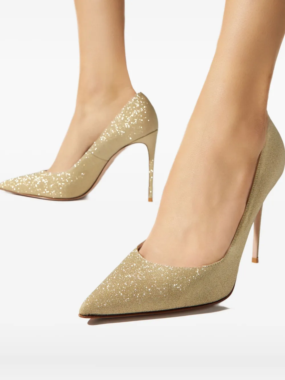 Le Silla 120 mm pumps met glitters en puntige neus Goud