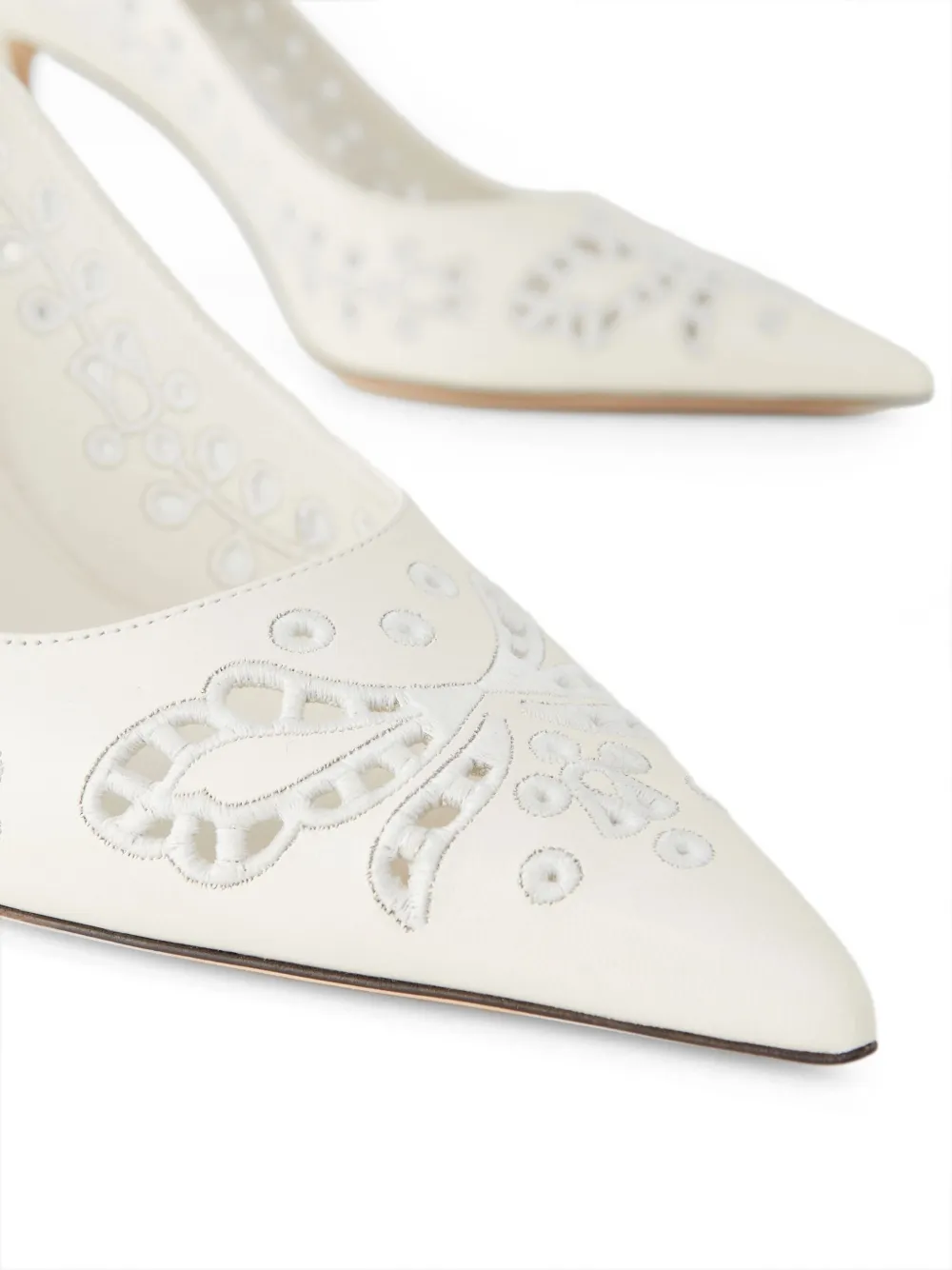 85mm Love embroidery heeled pumps