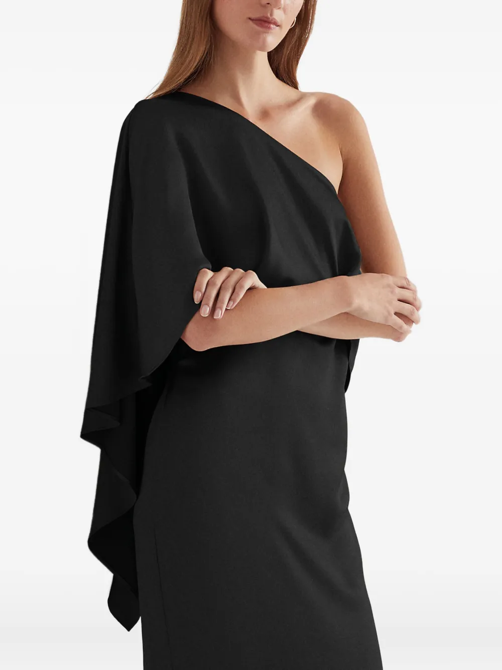 Ralph Lauren Asymmetric-neck Maxi Dress In Black