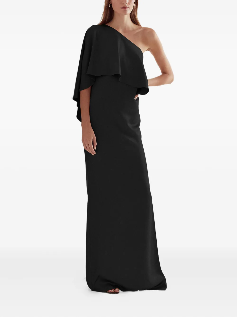 Ralph Lauren Asymmetric-neck Maxi Dress In Black