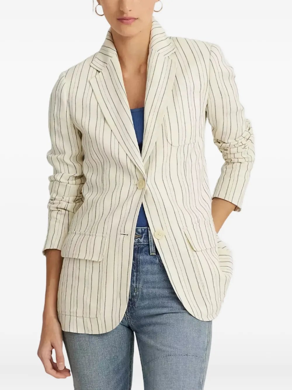 Lauren Ralph Lauren Gestreept jack met twee knopen Beige