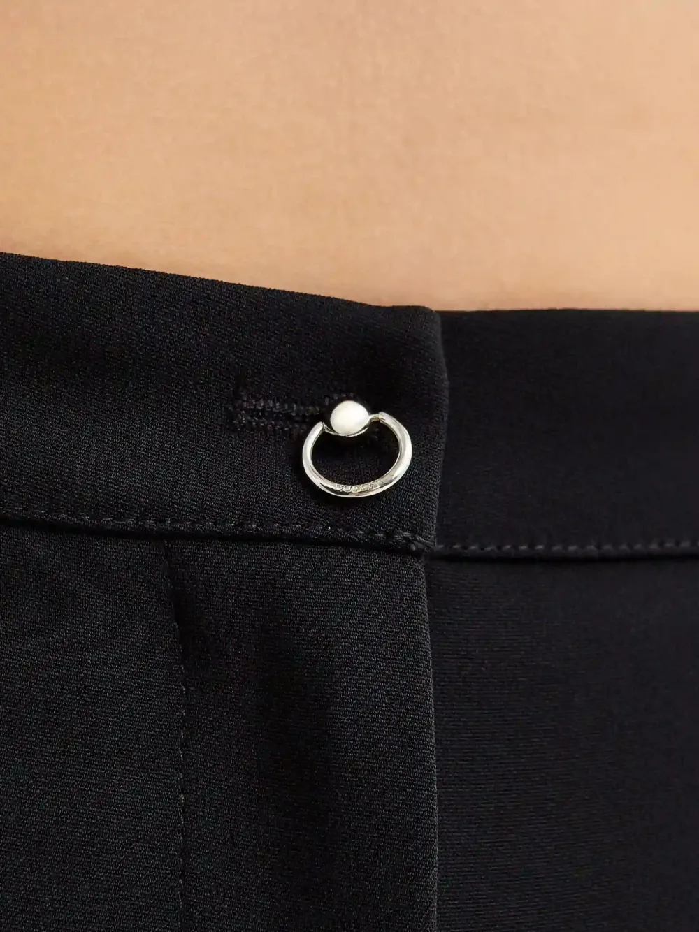 Mugler High waist broek met metalen vlak Zwart