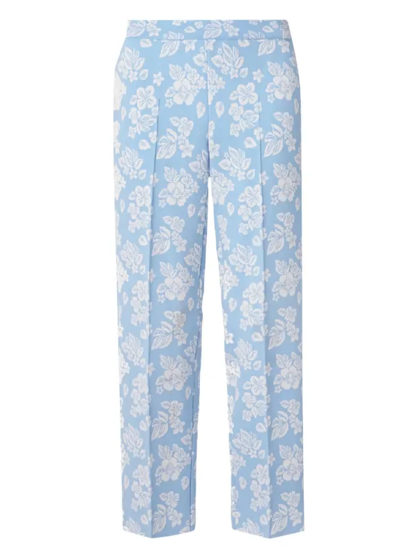 High Sport Louis Jacquard-pattern Floral Trousers in Blue