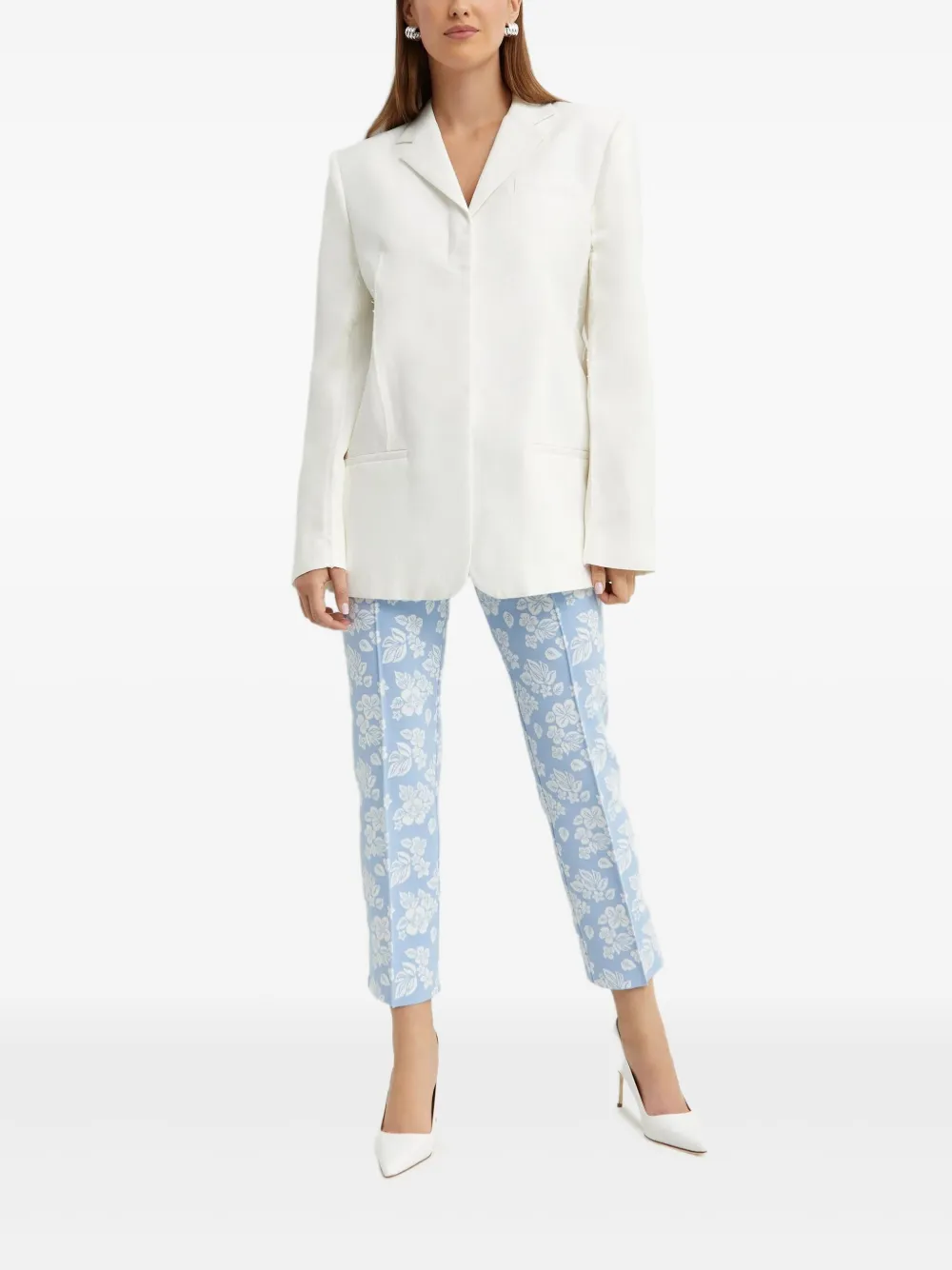 High Sport Louis broek met bloemenjacquard - Blauw