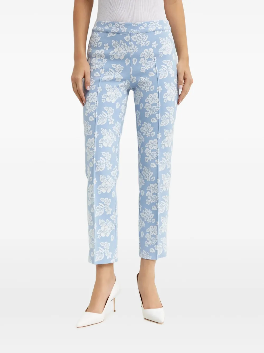 High Sport Louis broek met bloemenjacquard Blauw