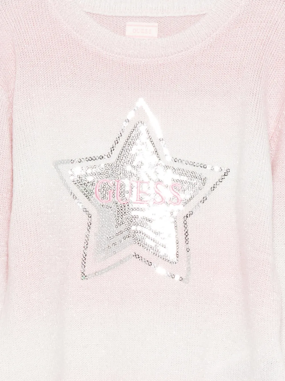 guess kids Trui met ronde hals en sterrenpailletten Roze
