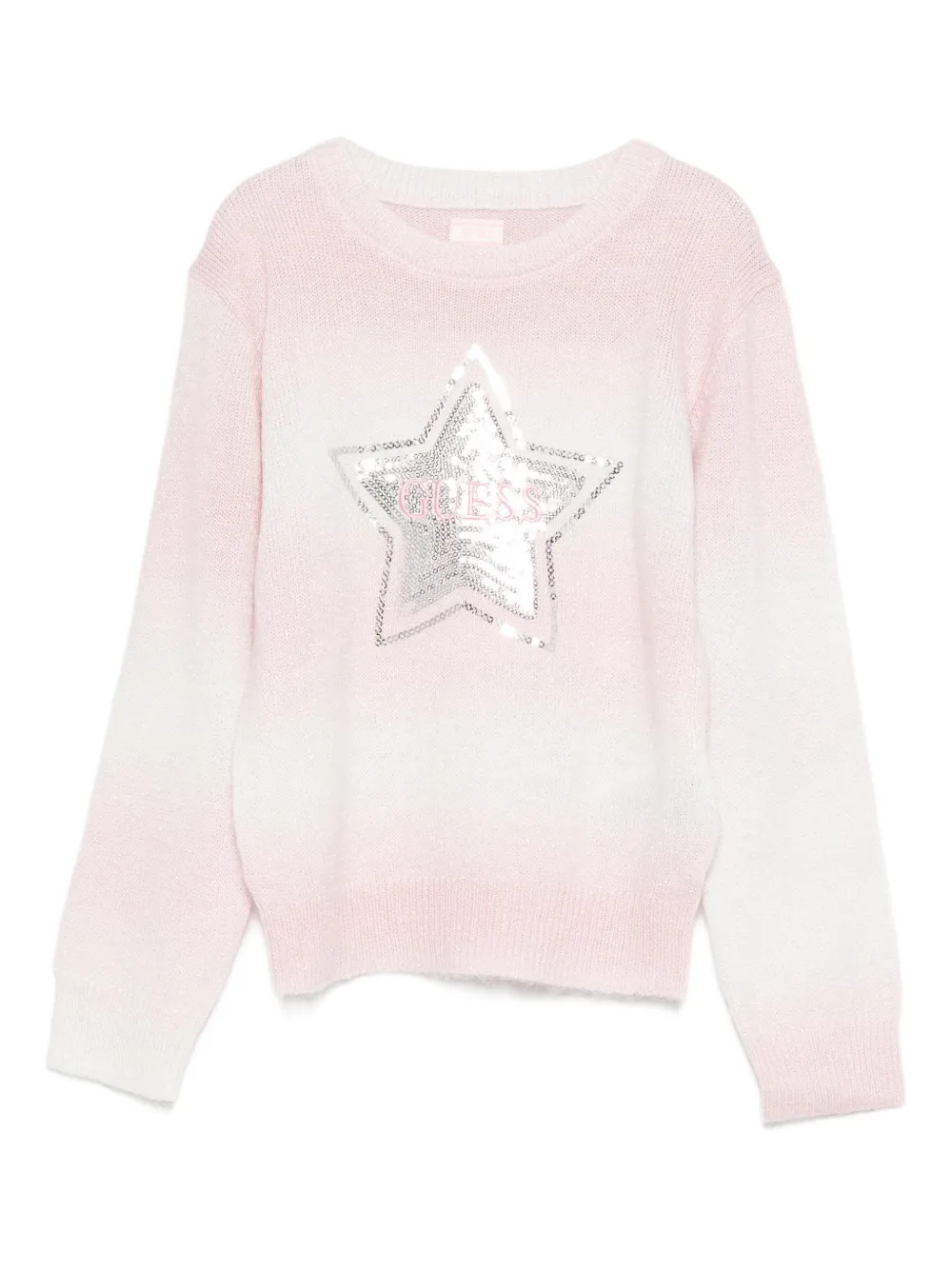 guess kids star-sequin crew neck sweater | Pink | Image 1