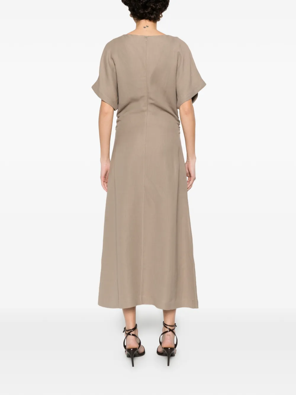 Brunello Cucinelli Midi-jurk met V-hals Beige