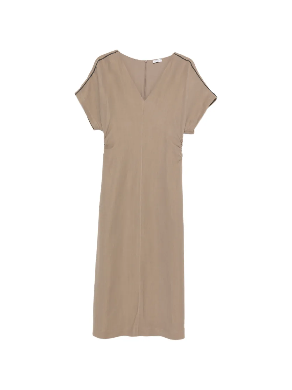 Brunello Cucinelli V-neck detailed midi dress - Toni neutri