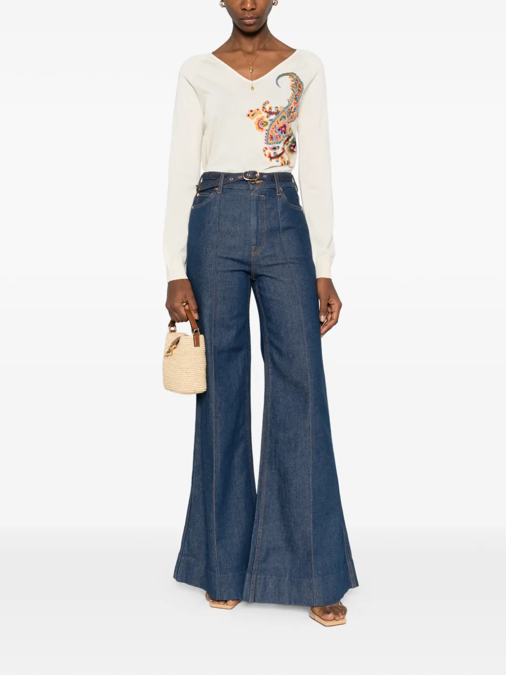 ETRO T-shirt met paisley-patroon en lange mouwen Beige