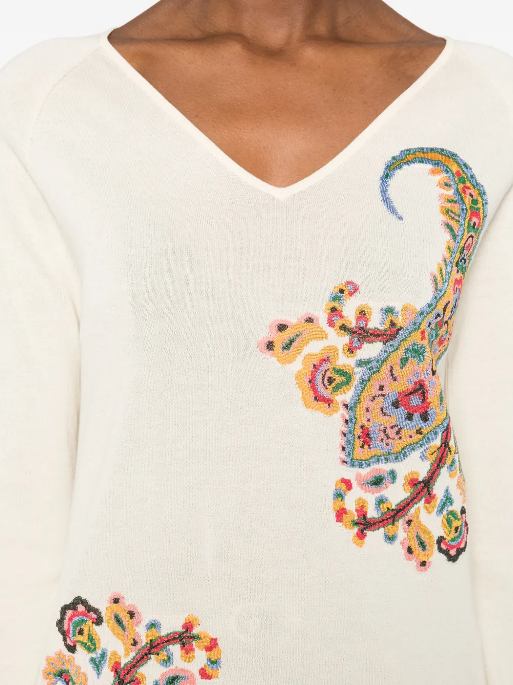 ETRO T-shirt met paisley-patroon en lange mouwen Beige