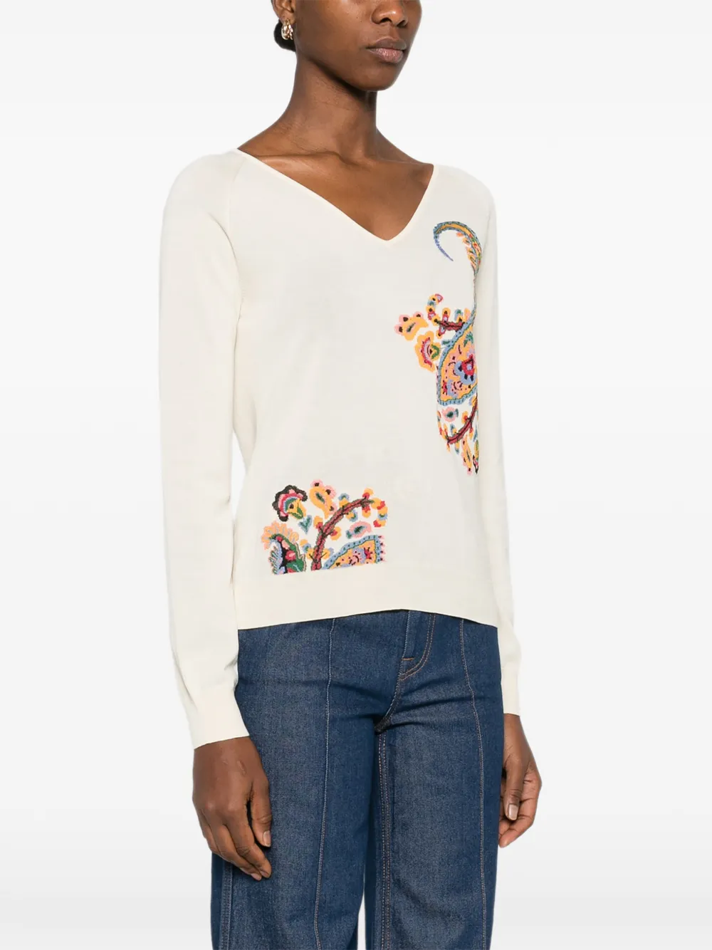 ETRO T-shirt met paisley-patroon en lange mouwen Beige