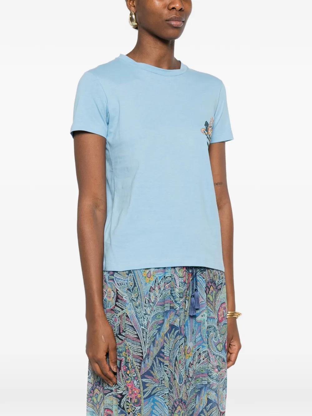 ETRO T-shirt met paisley-print Blauw