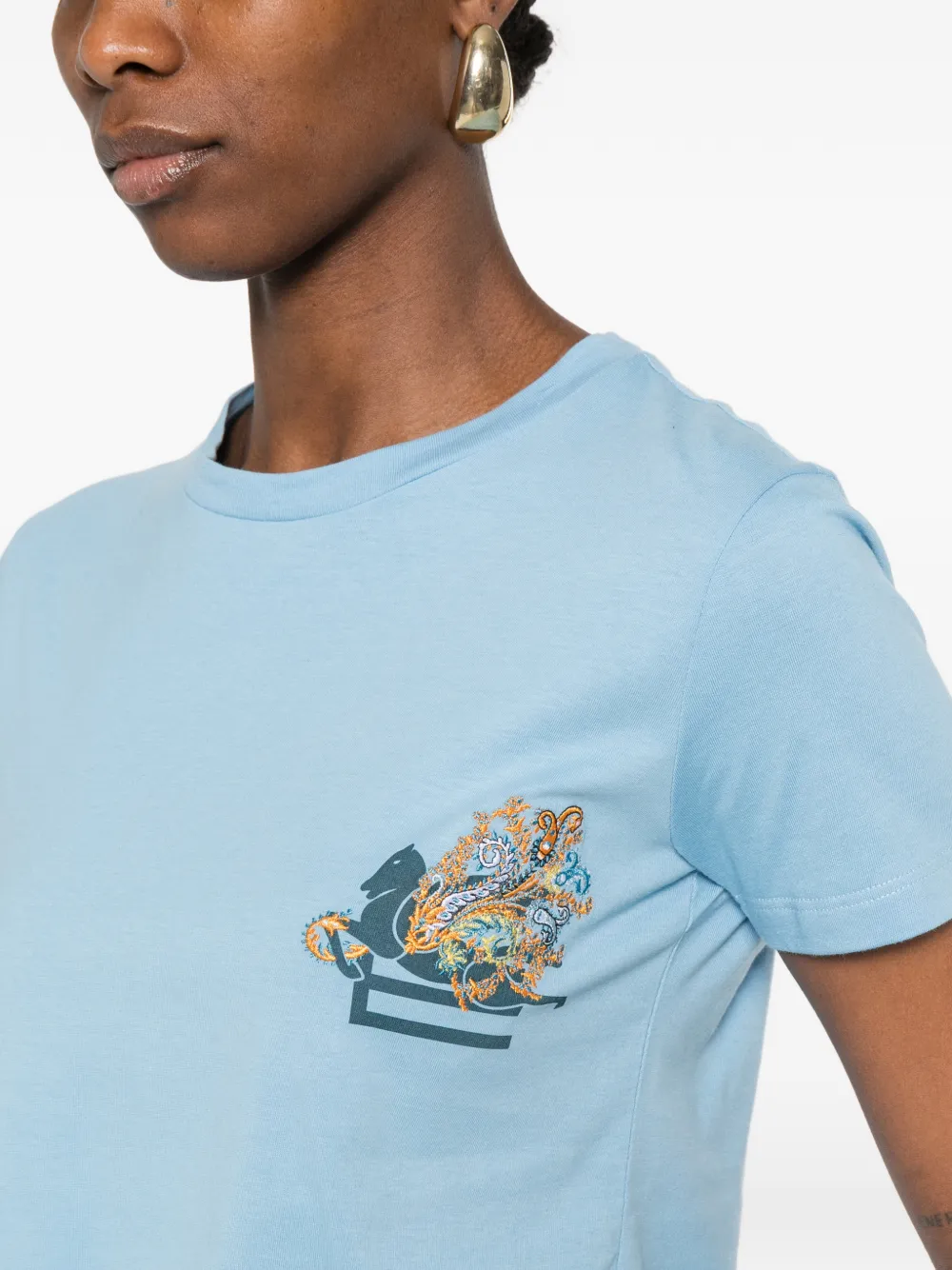 ETRO T-shirt met paisley-print Blauw