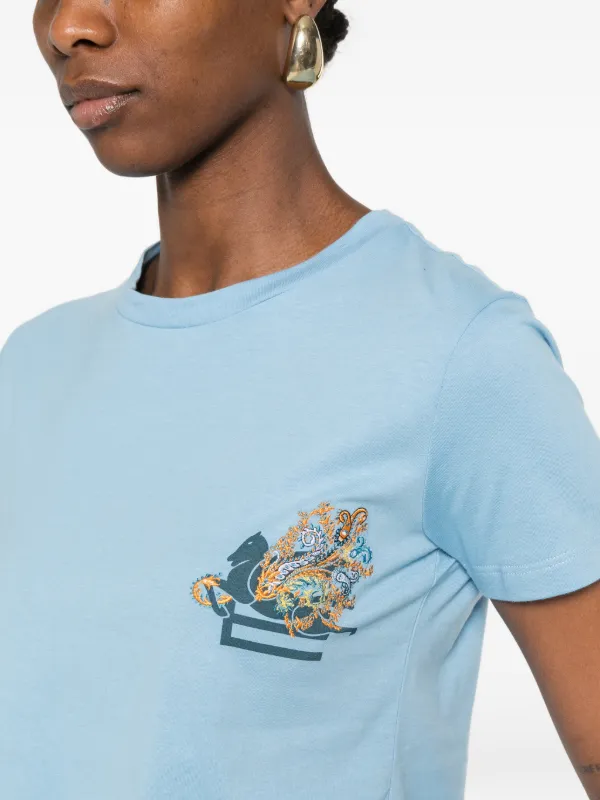 【ETRO】美品 ペイズリープリントカットソー Tシャツ 42 イタリア製 ETRO ペイズリー Tシャツ | ブルー | FARFETCH JP