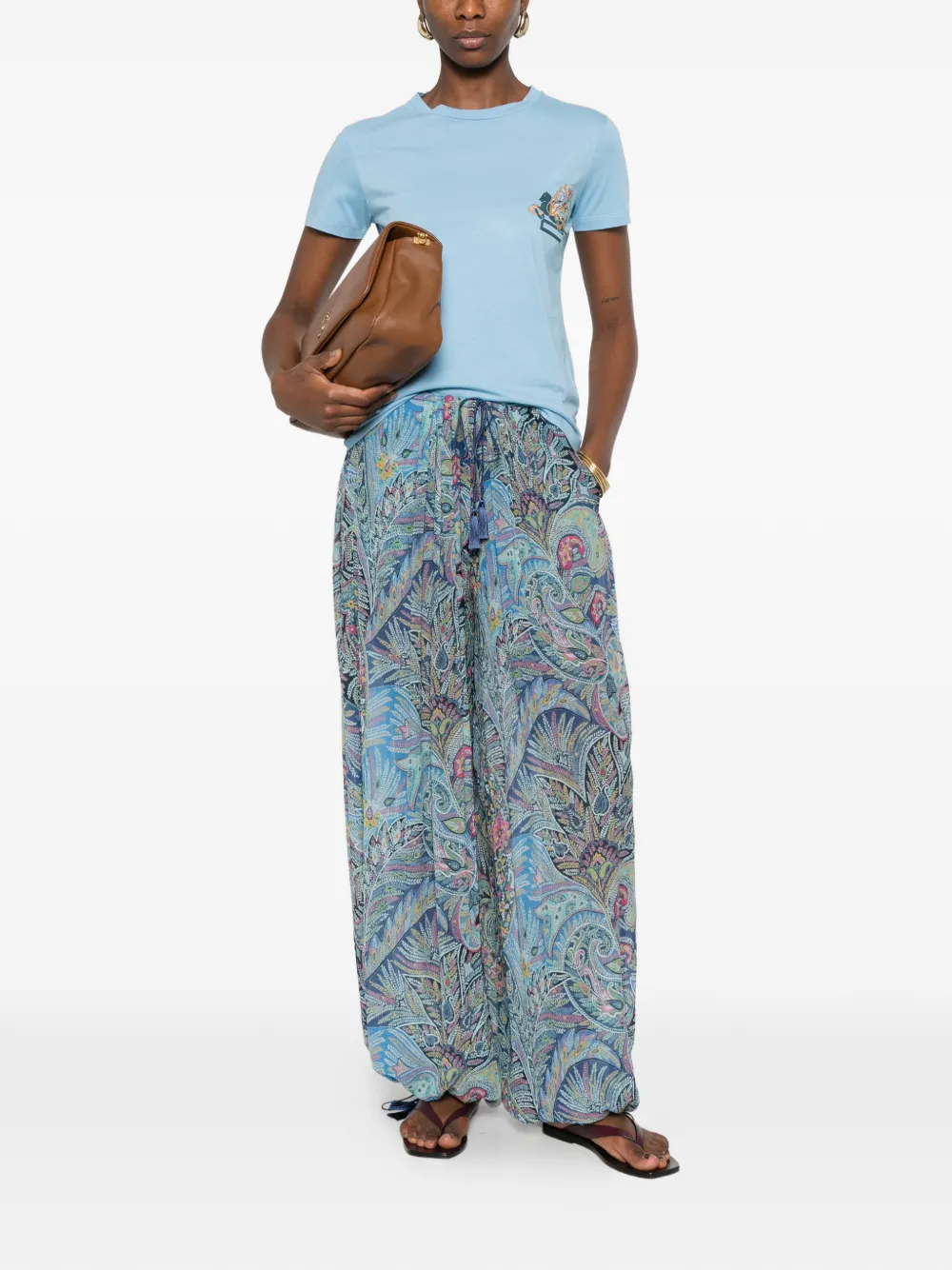 ETRO T-shirt met paisley-print Blauw