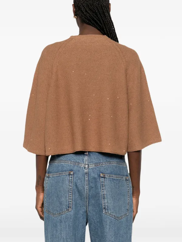 Fabiana Filippi Embellished Jersey Sweater | Brown | FARFETCH