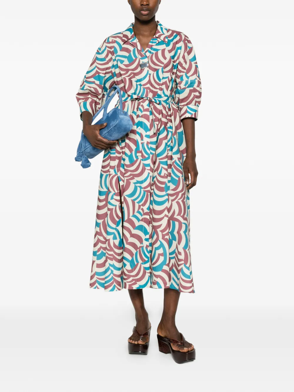 Marni Midi-jurk met print Beige