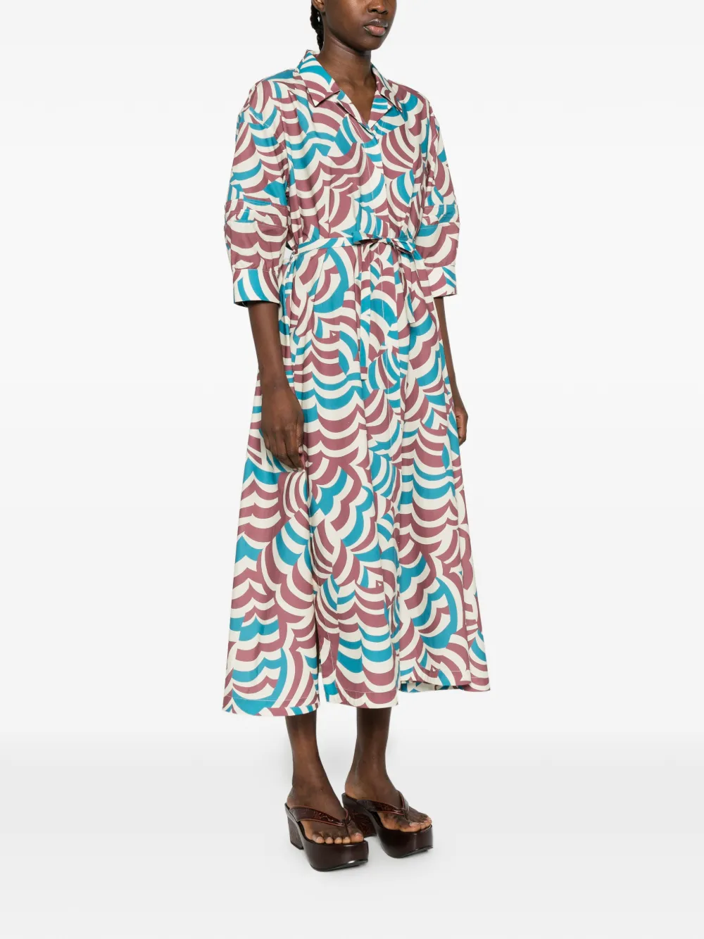 Marni Midi-jurk met print Beige