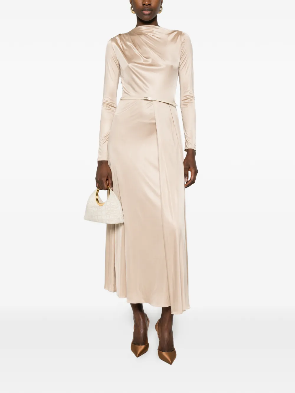 Fabiana Filippi Gedrapeerde midi-jurk Beige